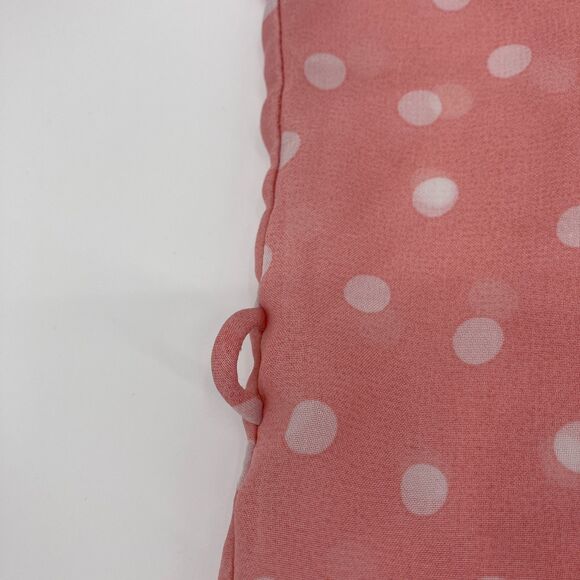 Women's Pink Sheer Polka Dot Button Up Blouse Lace Pockets Mock Collar Coquette - Picture 5 of 12